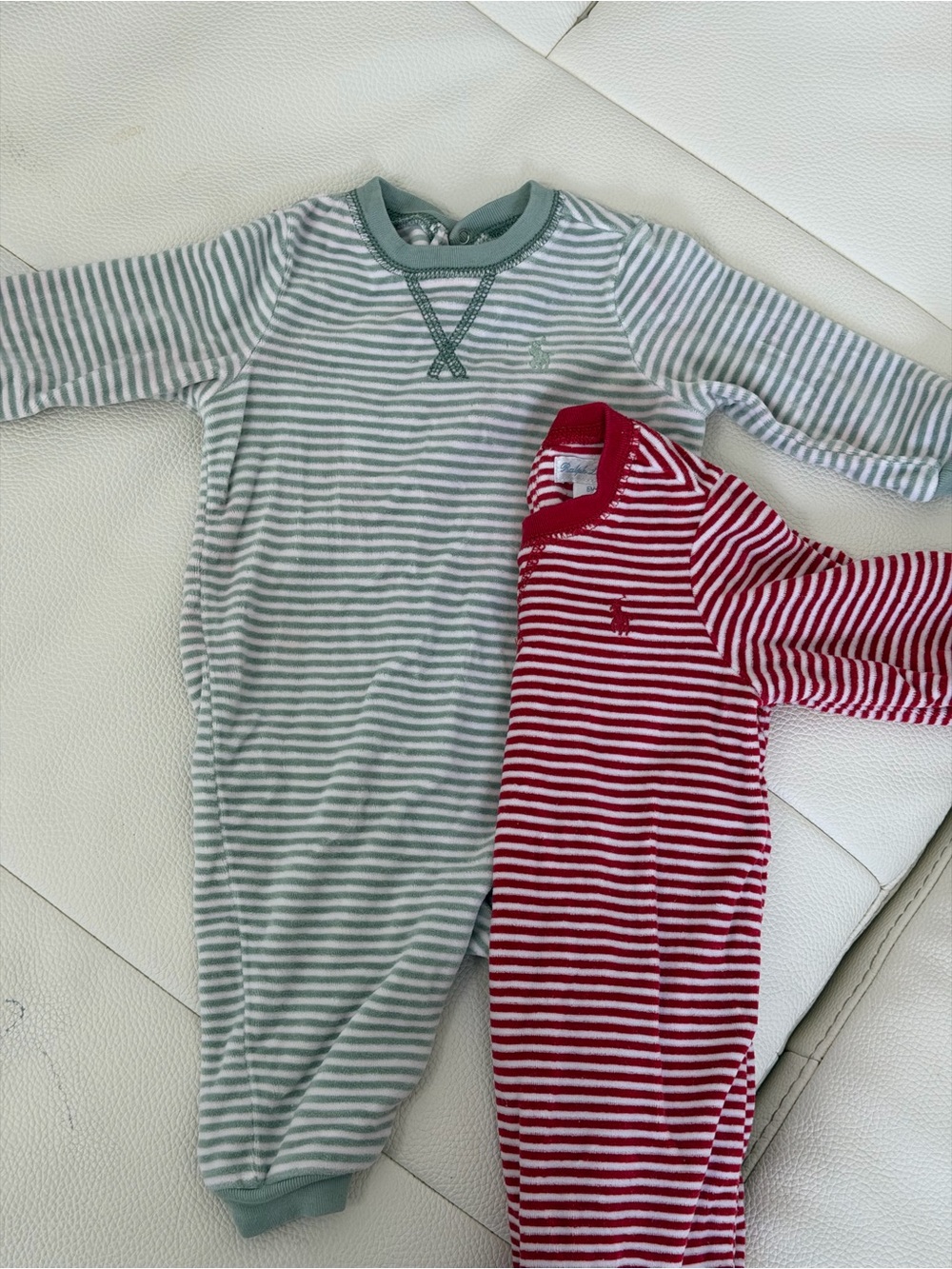 Polo Ralph Lauren 6months Striped Kids Pajama Set - Green & Red